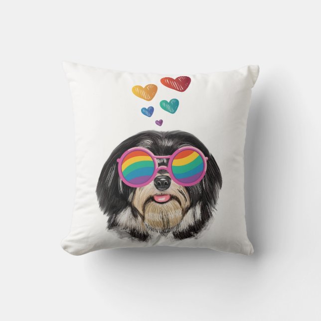 Havanese Dog with Hearts Valentine's Day Cushion (Front)