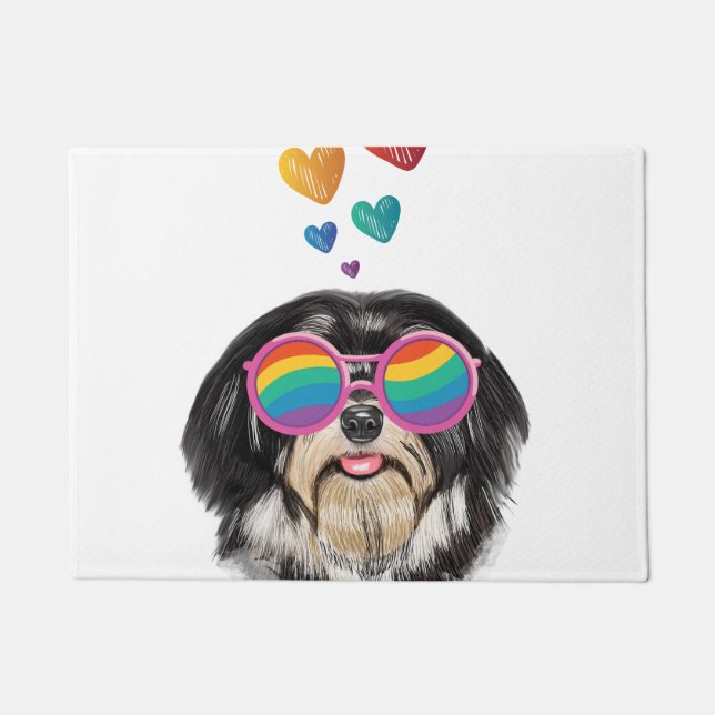 Havanese Dog with Hearts Valentine's Day  Doormat (Front)