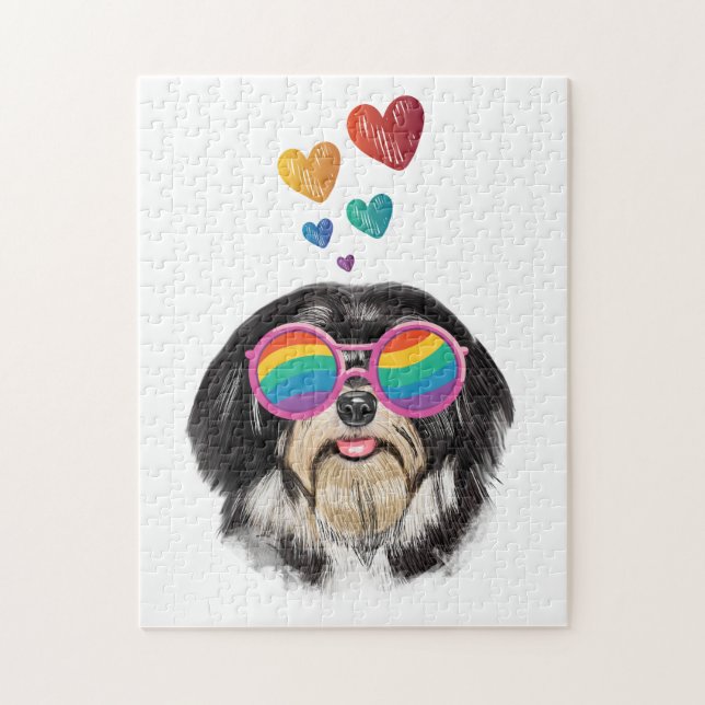 Havanese Dog with Hearts Valentine's Day Jigsaw Puzzle (Vertical)