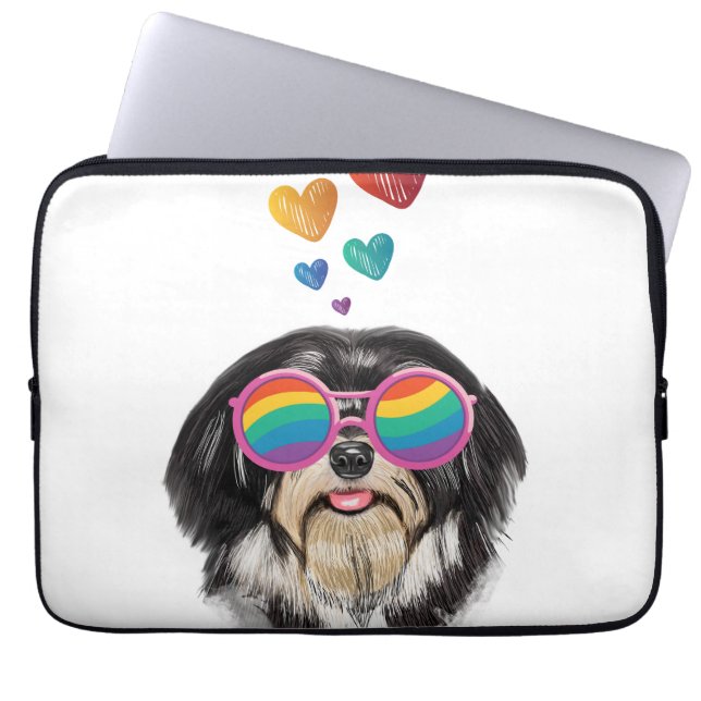 Havanese Dog with Hearts Valentine's Day Laptop Sleeve (Front)