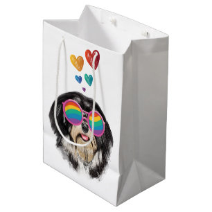 Havanese Dog with Hearts Valentine's Day Medium Gift Bag
