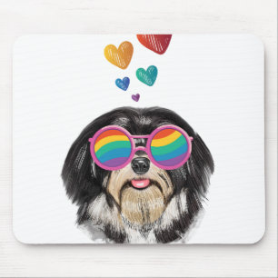 Havanese Dog with Hearts Valentine's Day Mouse Mat