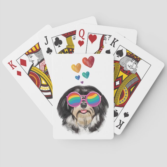 Havanese Dog with Hearts Valentine's Day Throw Pil Playing Cards (Back)