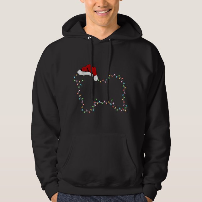 Havanese Dog Xmas Lighting Santa Hat Havanese Chri Hoodie (Front)
