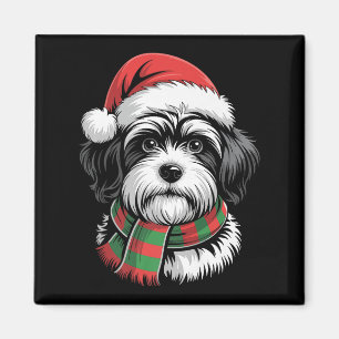 Havanese Dog Xmas Santa Hat Scarf Christmas Costum Magnet