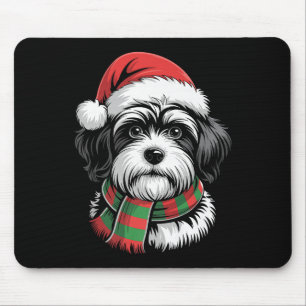 Havanese Dog Xmas Santa Hat Scarf Christmas Costum Mouse Mat