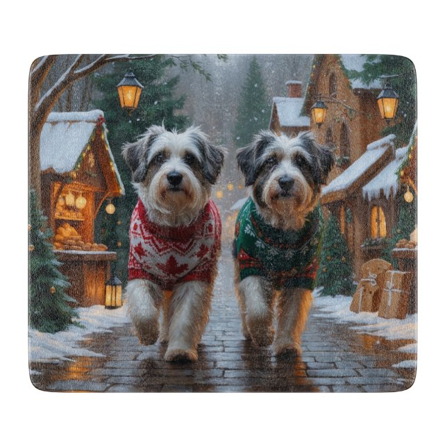 Havanese Dogs Christmas Snow Holiday  Cutting Board (Front)