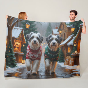 Havanese Dogs Christmas Snow Holiday  Fleece Blanket