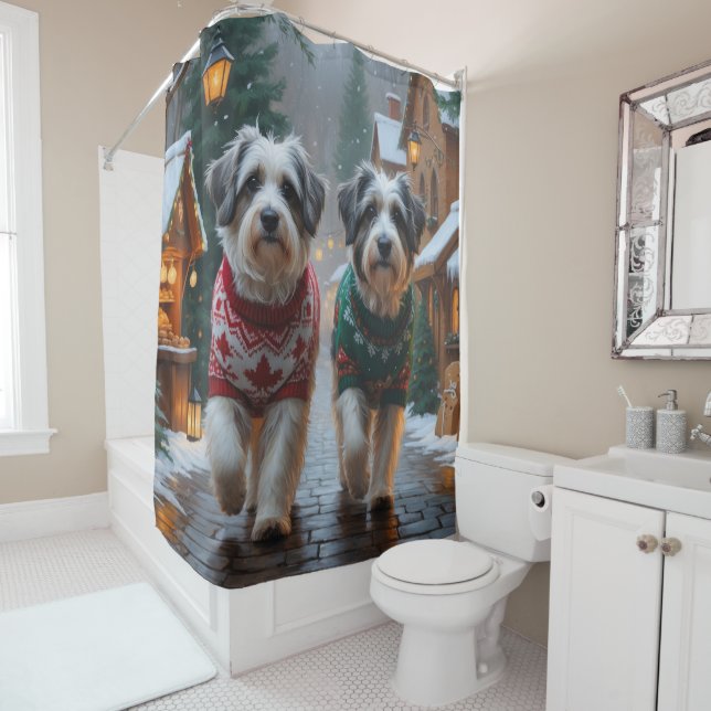 Havanese Dogs Christmas Snow Holiday  Shower Curtain (In Situ)