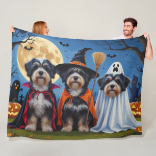Havanese Dogs Pumpkin Halloween Funny  Fleece Blanket