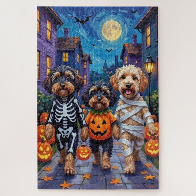 Havanese Dogs Trick-or-Treating Halloween Costumes Jigsaw Puzzle (Vertical)