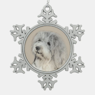 Havanese (Gold Sable) Painting - Original Dog Art Snowflake Pewter Christmas Ornament