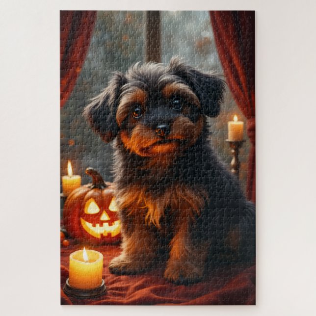 Havanese Gothic Halloween Portrait Art Jigsaw Puzzle (Vertical)