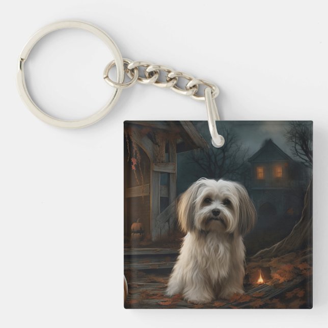 Havanese Halloween Scary Key Ring (Front)