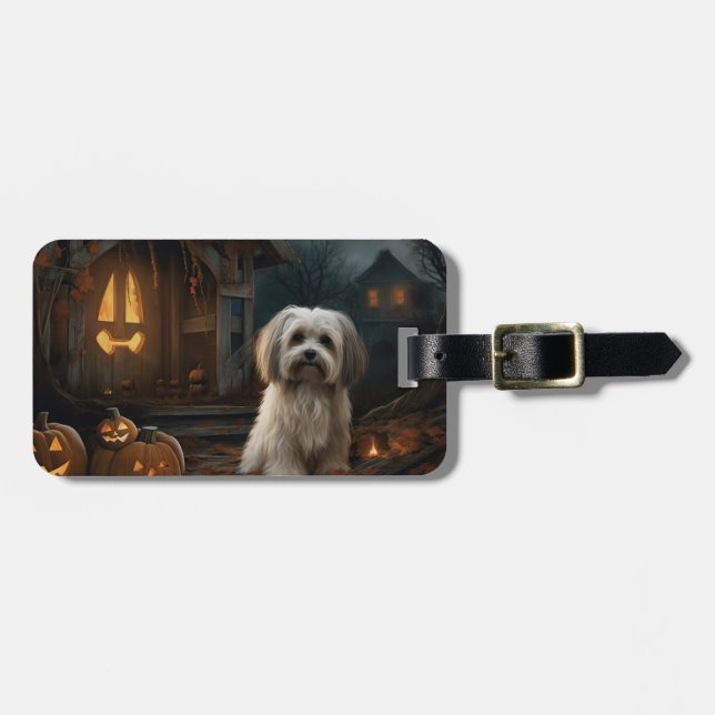 Havanese Halloween Scary Luggage Tag (Front Horizontal)