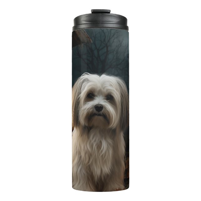 Havanese Halloween Scary Thermal Tumbler (Front)