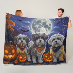 Havanese Halloween Spooky Fleece Blanket