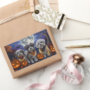 Havanese Halloween Spooky Rectangular Sticker