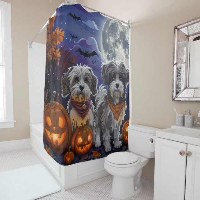 Havanese Halloween Spooky Shower Curtain (In Situ)