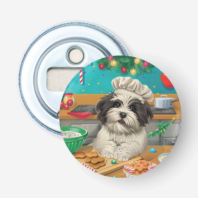 Havanese Holiday Baking: Festive Christmas Bottle Opener (Front)