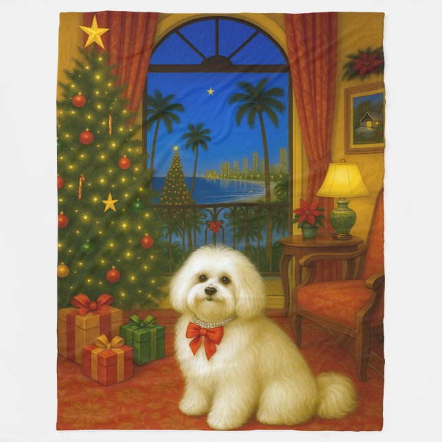 Havanese Holiday  Fleece Blanket (Front)