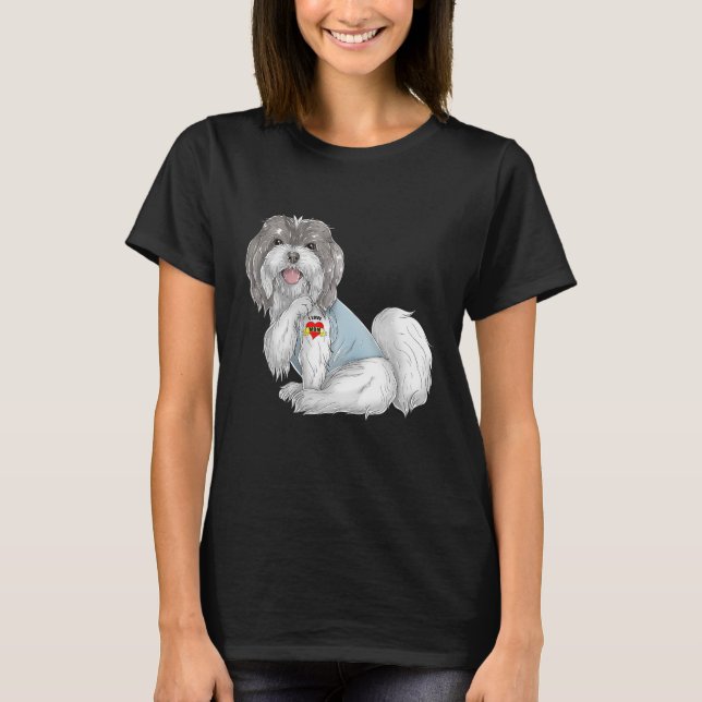 Havanese I Love Mum Tattoo Dog Funny Mother's Day T-Shirt (Front)