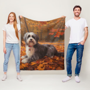 Havanese in Autumn Leaves Fall Inspire Fleece Blanket
