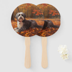 Havanese in Autumn Leaves Fall Inspire  Hand Fan