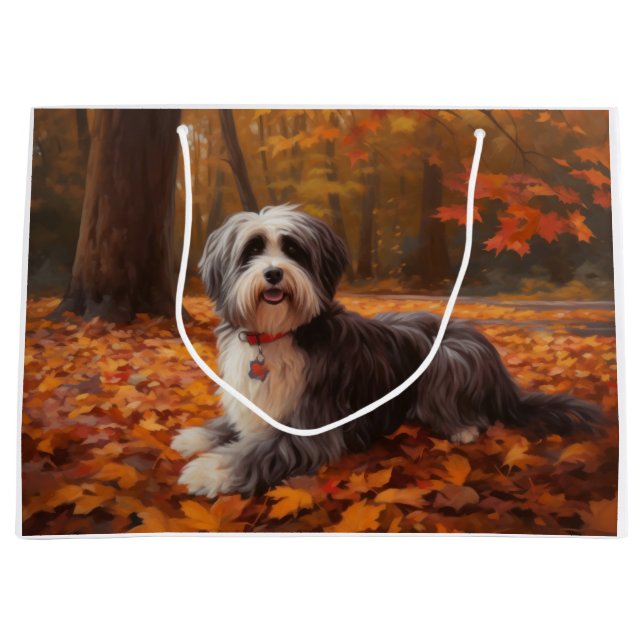 Havanese in Autumn Leaves Fall Inspire  Large Gift Bag (Front)