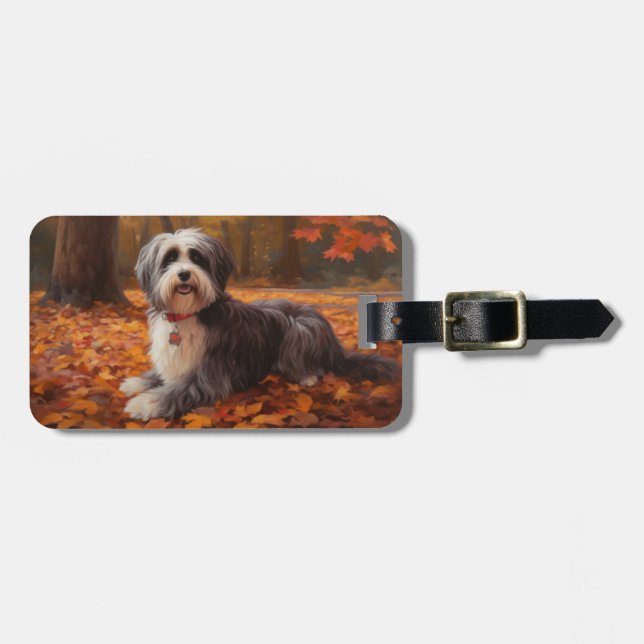 Havanese in Autumn Leaves Fall Inspire  Luggage Tag (Front Horizontal)