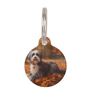 Havanese in Autumn Leaves Fall Inspire Pet Tag