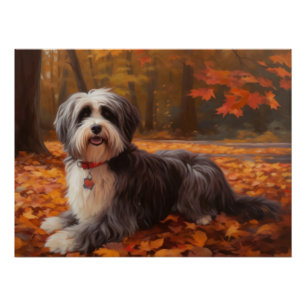 Havanese in Autumn Leaves Fall Inspire  Poster