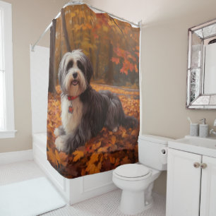 Havanese in Autumn Leaves Fall Inspire  Shower Curtain