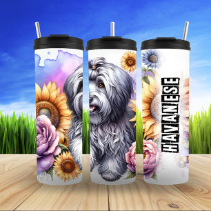 Havanese in Sun-Kissed Blooms Thermal Tumbler