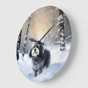 Havanese Let It Snow Christmas Large Clock