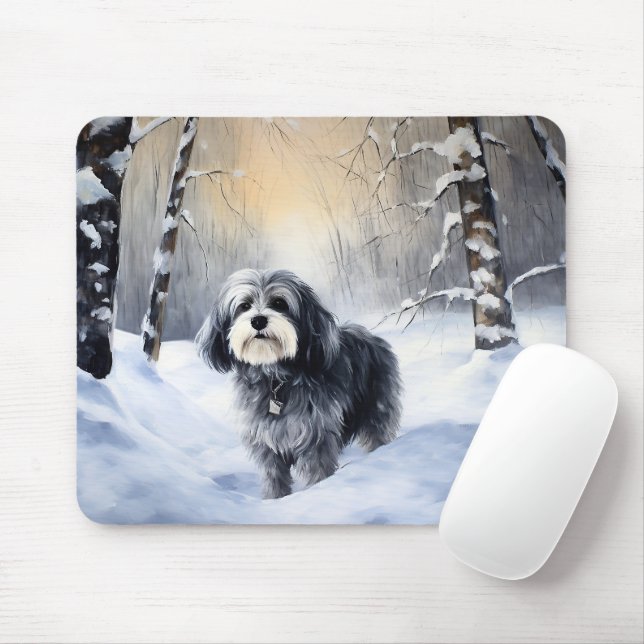 Havanese Let It Snow Christmas Mouse Mat (With Mouse)