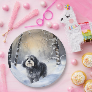 Havanese Let It Snow Christmas Paper Plate