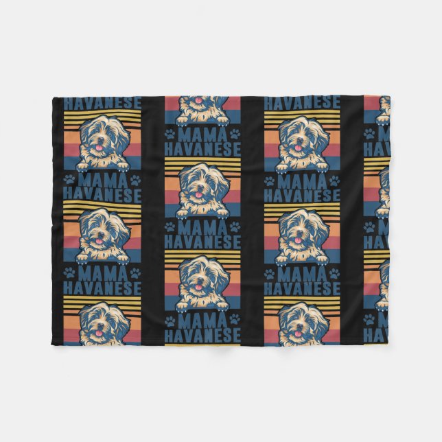 Havanese Mama Mother Retro Gifts Dog Mom  Fleece Blanket (Front (Horizontal))