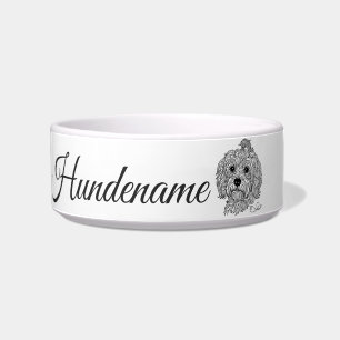 Havanese Minimalist Line Art personalized dog bowl