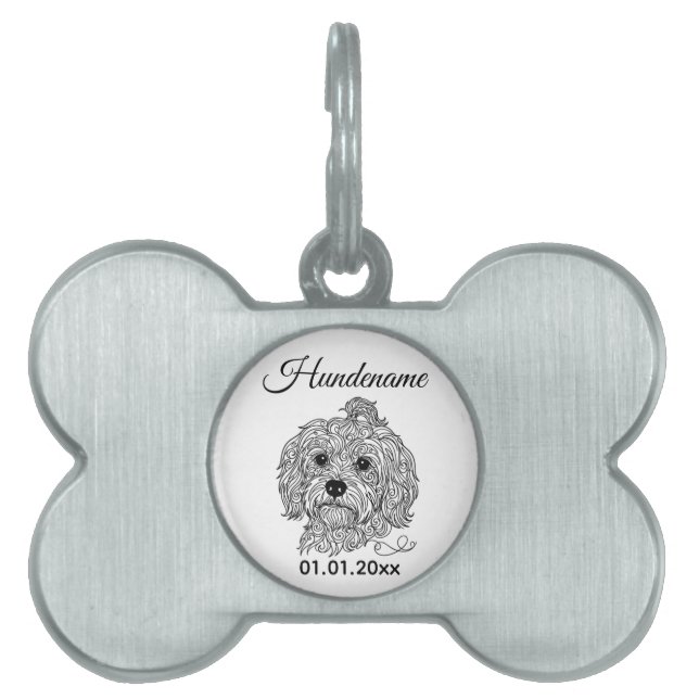 Havanese Minimalist Line Art Personalized Tag (Front)