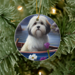 Havanese on a Paddle: A Scenic Adventure Ceramic Tree Decoration