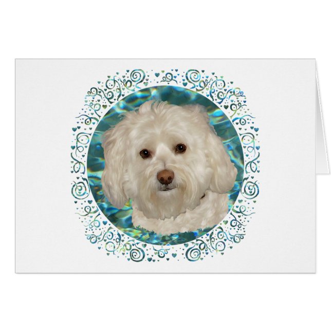 Havanese on Turquoise Water (Front Horizontal)