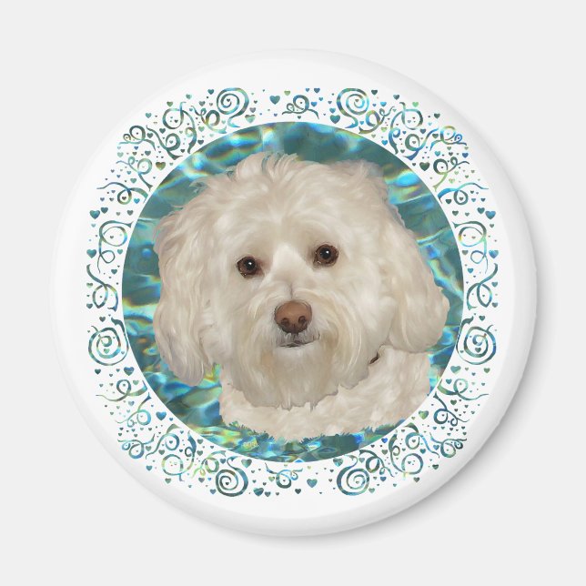Havanese on Turquoise Water Magnet (Front)