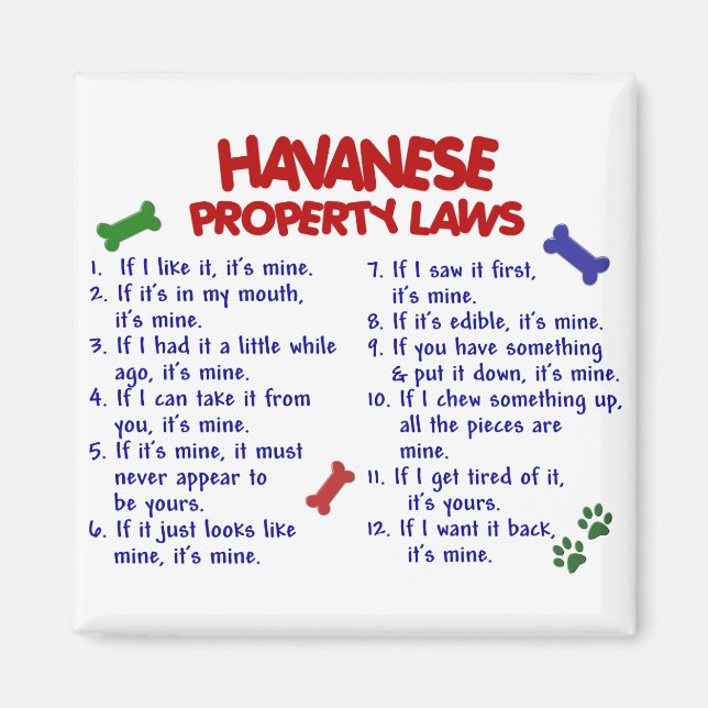 HAVANESE Property Laws 2 Magnet (Front)