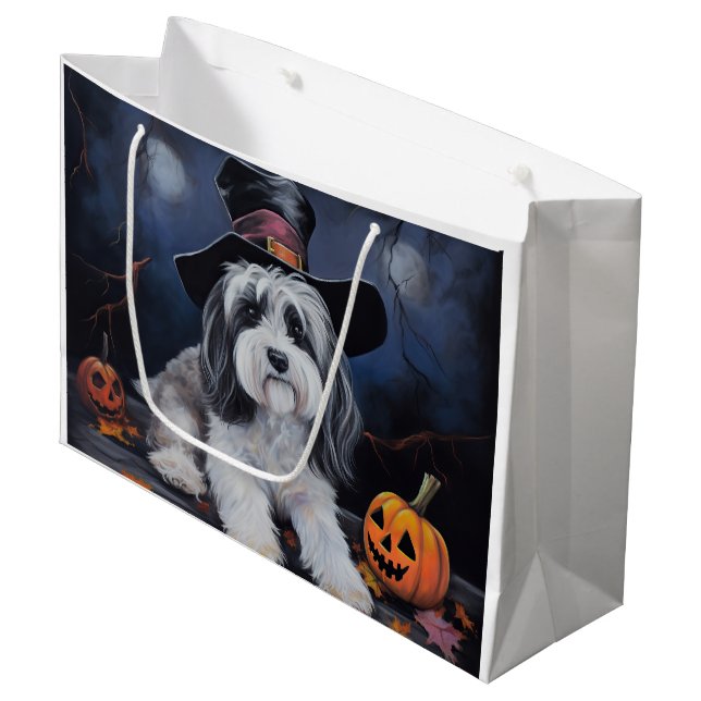 Havanese Pumpkins Halloween Scary Large Gift Bag (Front Angled)