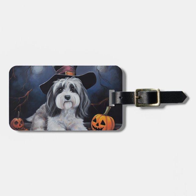 Havanese Pumpkins Halloween Scary Luggage Tag (Front Horizontal)