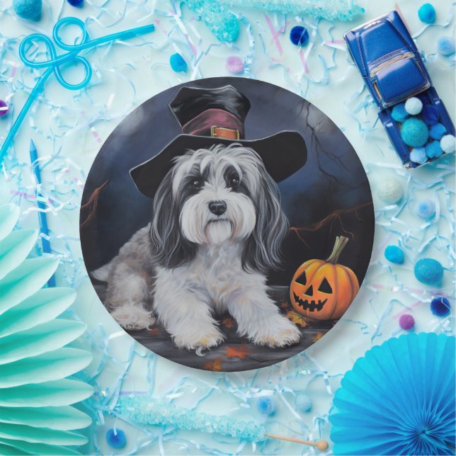 Havanese Pumpkins Halloween Scary Paper Plate (Party)