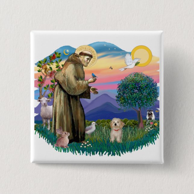 Havanese Pup 15 Cm Square Badge (Front)