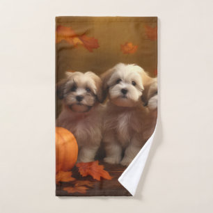 Havanese Puppy Autumn Delight Pumpkin Bath Towel Set