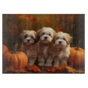 Havanese Puppy Autumn Delight Pumpkin Cutting Board